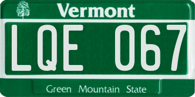 VT license plate LQE067