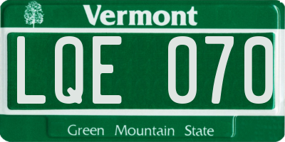 VT license plate LQE070