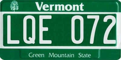 VT license plate LQE072