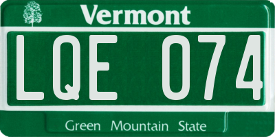 VT license plate LQE074