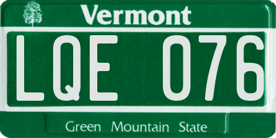 VT license plate LQE076