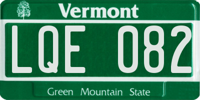 VT license plate LQE082
