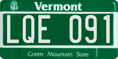 VT license plate LQE091