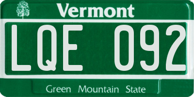 VT license plate LQE092