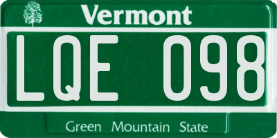 VT license plate LQE098