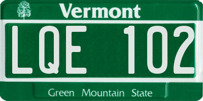 VT license plate LQE102