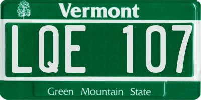 VT license plate LQE107