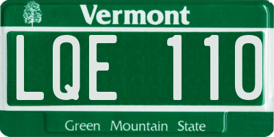VT license plate LQE110