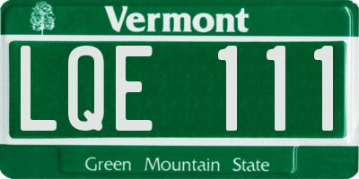 VT license plate LQE111