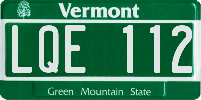 VT license plate LQE112