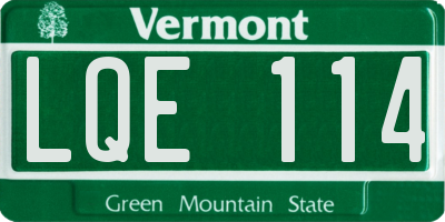 VT license plate LQE114