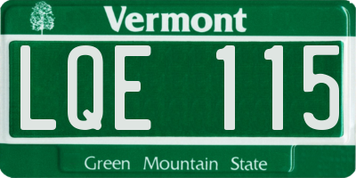 VT license plate LQE115