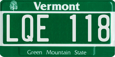 VT license plate LQE118
