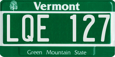 VT license plate LQE127
