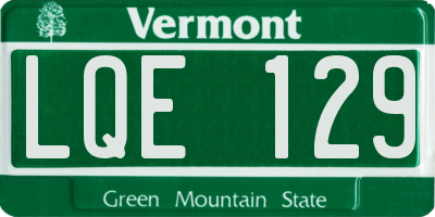 VT license plate LQE129