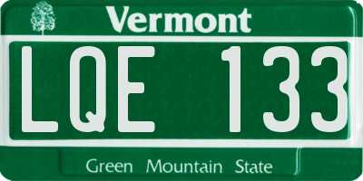 VT license plate LQE133
