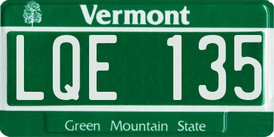 VT license plate LQE135