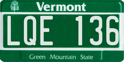 VT license plate LQE136