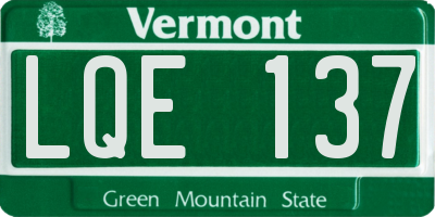 VT license plate LQE137