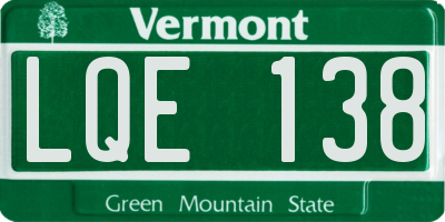 VT license plate LQE138