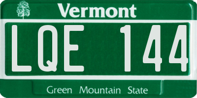 VT license plate LQE144