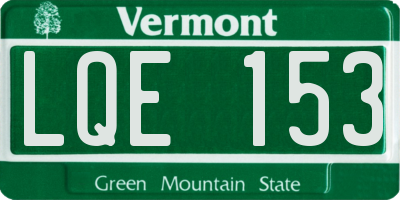 VT license plate LQE153