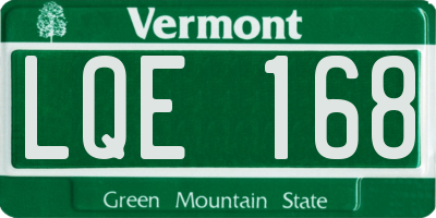 VT license plate LQE168