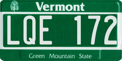 VT license plate LQE172