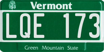 VT license plate LQE173