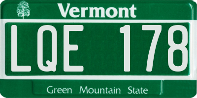 VT license plate LQE178