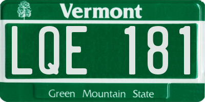 VT license plate LQE181