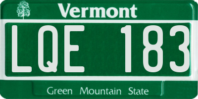 VT license plate LQE183