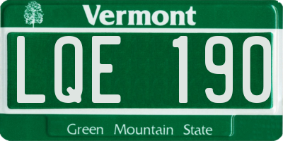 VT license plate LQE190