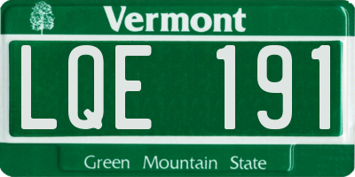 VT license plate LQE191
