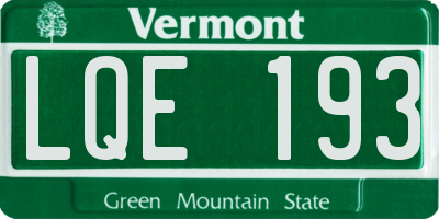 VT license plate LQE193