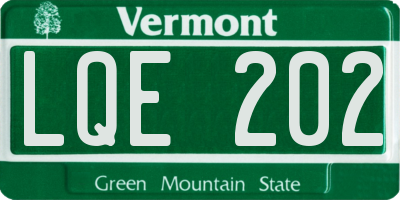 VT license plate LQE202