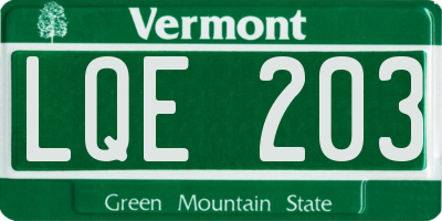 VT license plate LQE203