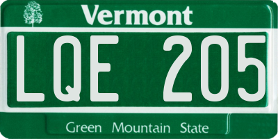 VT license plate LQE205