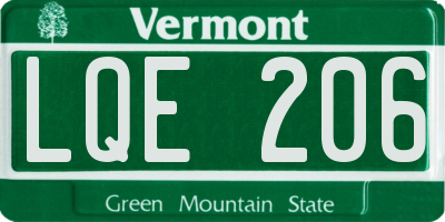 VT license plate LQE206