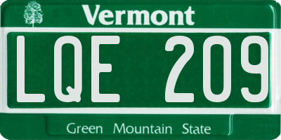 VT license plate LQE209