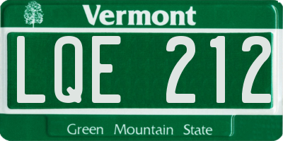 VT license plate LQE212