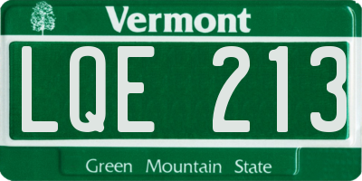 VT license plate LQE213