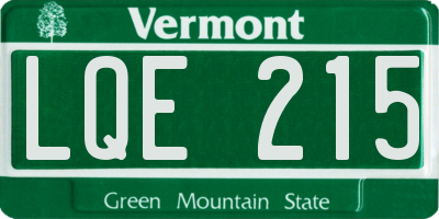 VT license plate LQE215