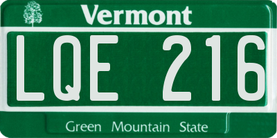 VT license plate LQE216
