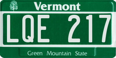 VT license plate LQE217