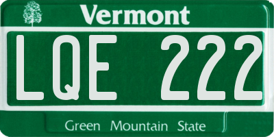 VT license plate LQE222