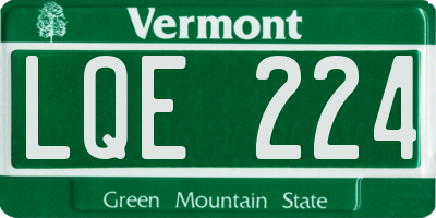 VT license plate LQE224