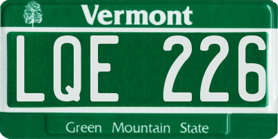 VT license plate LQE226
