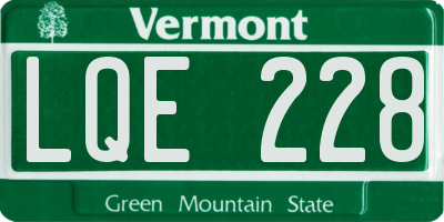 VT license plate LQE228
