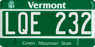 VT license plate LQE232